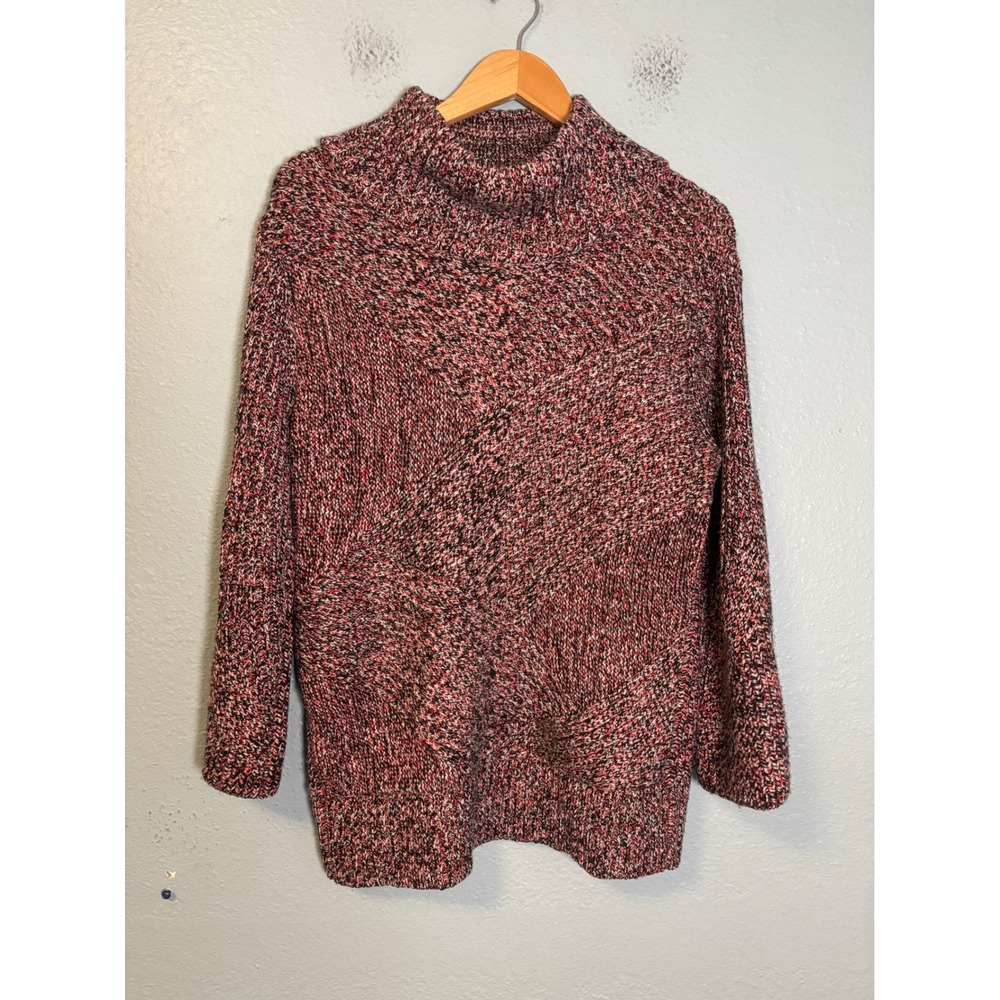 Rag & Bone Women's Bry Merino Wool Mock Neck Oversized Sweater Red Black Medium - Picture 2 of 10